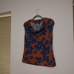 Tahari Floral Cowl Neck Top